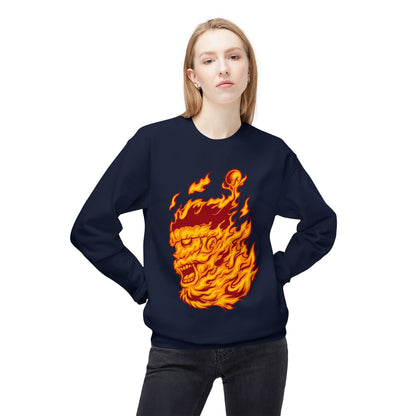 Flaming Santa Skull Redneck - I mean Crewneck Sweatshirt