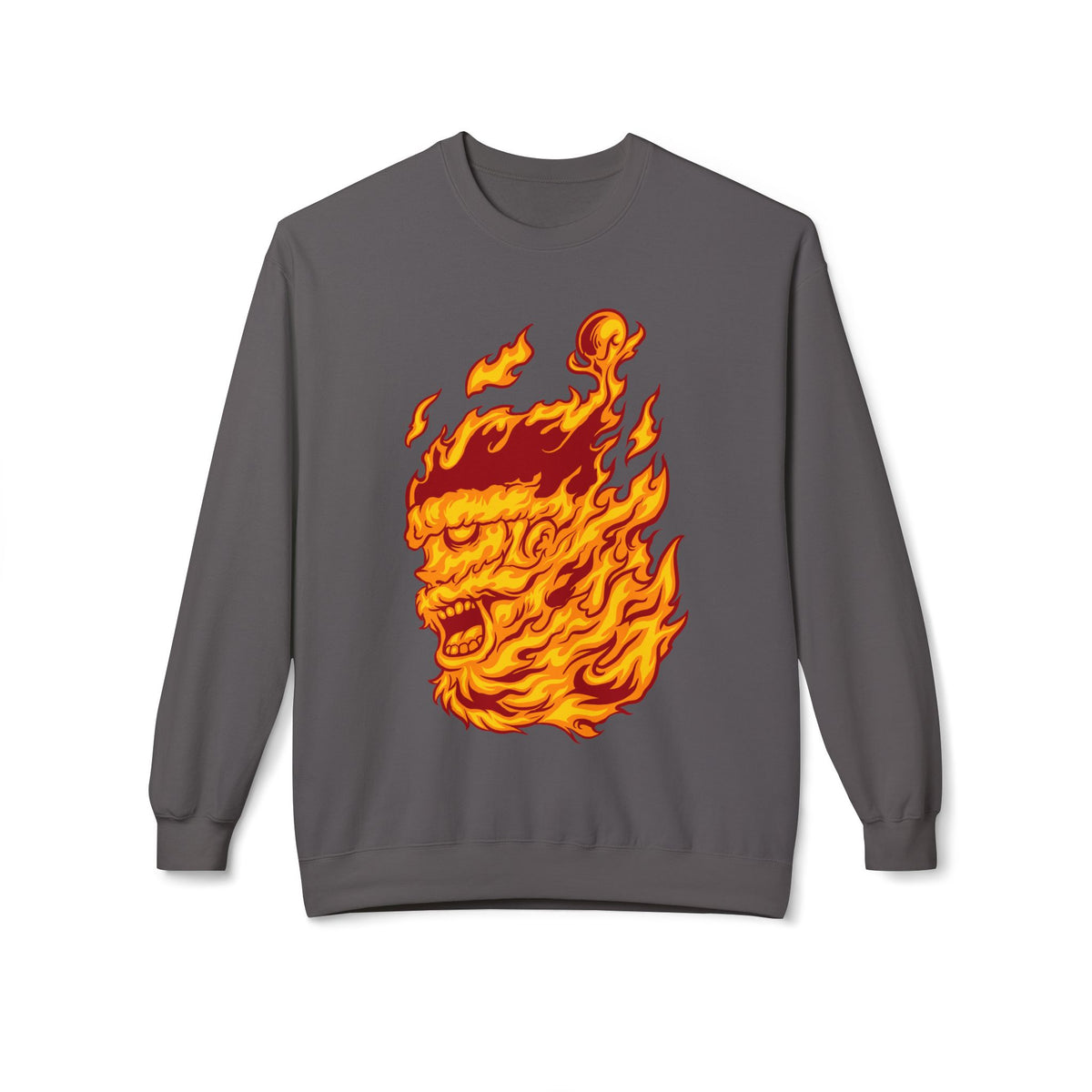 Flaming Santa Skull Redneck - I mean Crewneck Sweatshirt