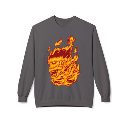 Flaming Santa Skull Redneck - I mean Crewneck Sweatshirt