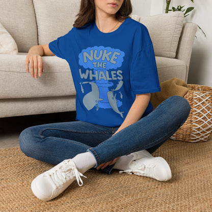 T-Shirt — 'Nuke the Whales' Satirical Graphic Tee (Funny Retro Ocean Design)