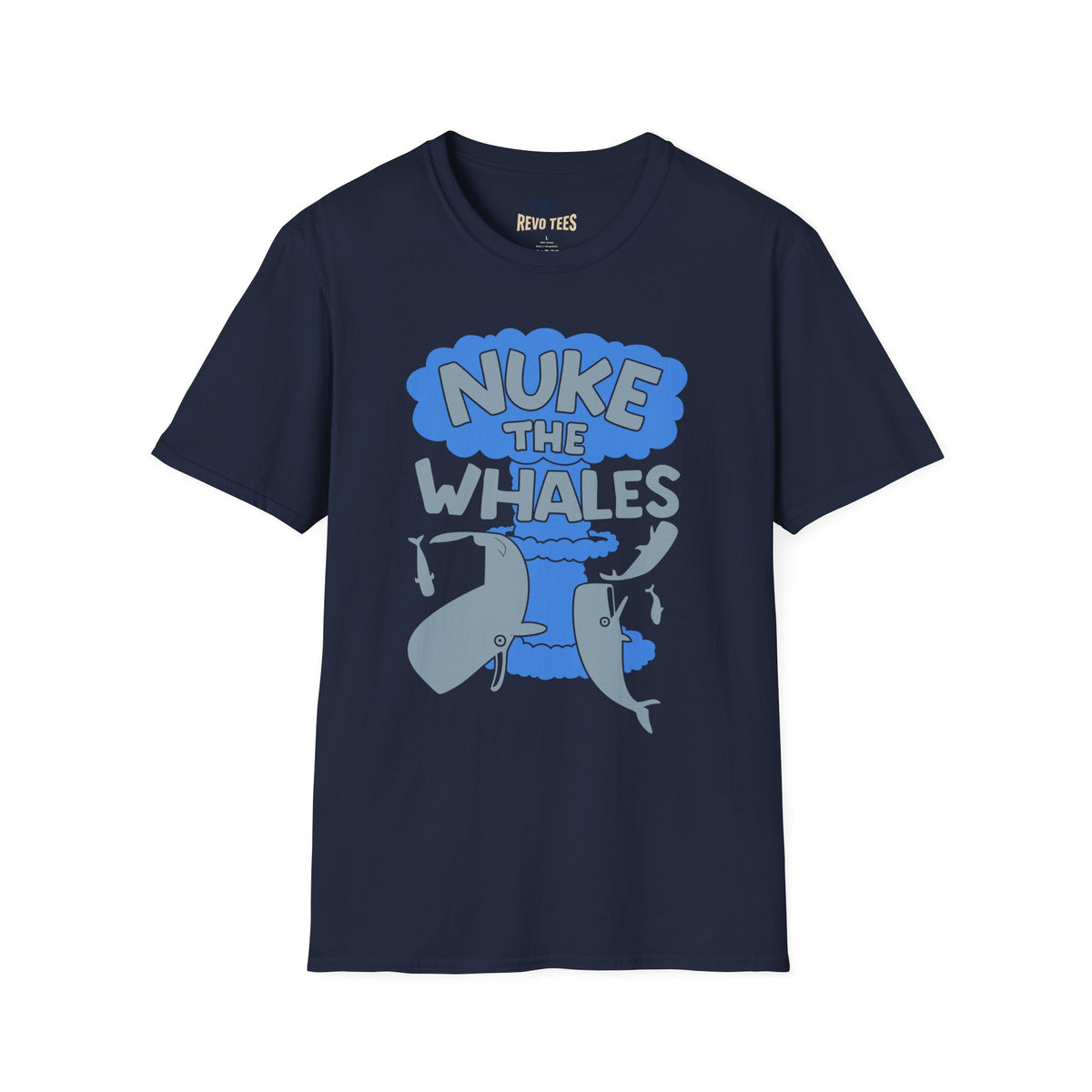 Revotees Nuke the Whales Satirical Graphic Funny Retro Ocean Design T-Shirt - alternate view 10