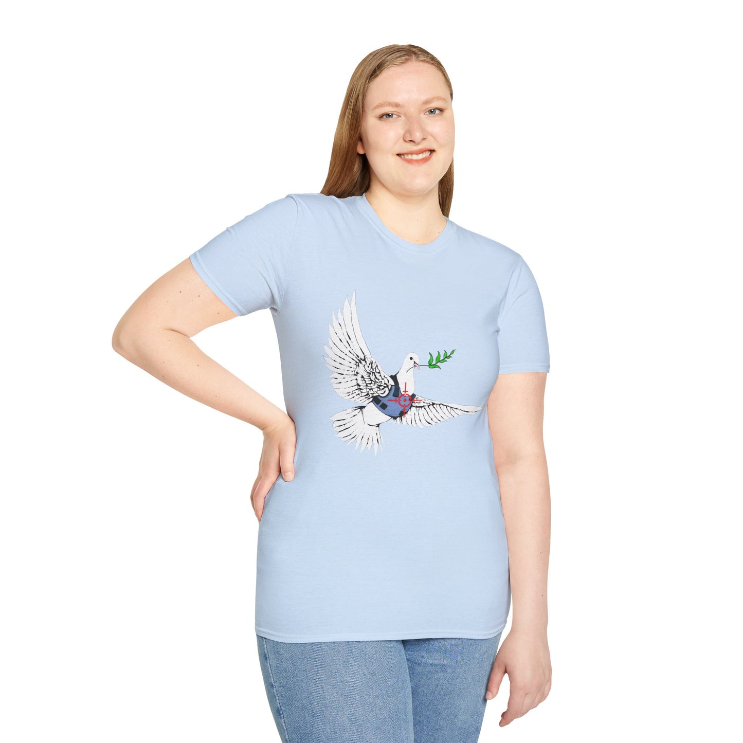Banksy's Dove of Peace T‑Shirt — Flying Dove with Olive Branch & Earth Heart Graphic