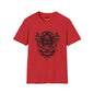 Skull Crown Graphic T-Shirt — Gothic Cat & Mask Illustration