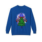 Astronaut Santa Pouncing on a Christmas Tree Crewneck Sweatshirt