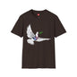 Revotees Banksys Dove of Peace Flying Dove with Olive Branch Earth Heart Graphic T-Shirt - alternate view 5