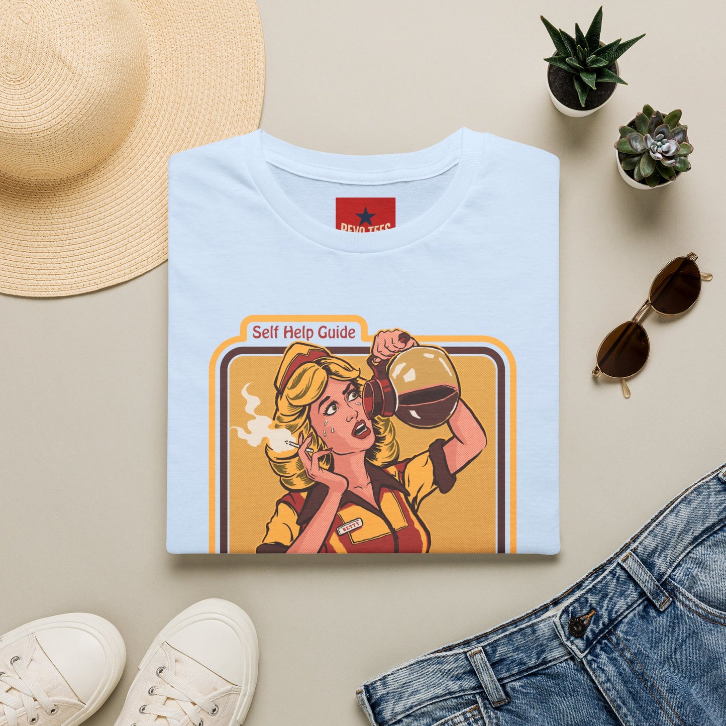 Coping with Stress Retro Coffee Tee — "Self Help Guide" Graphic T-Shirt