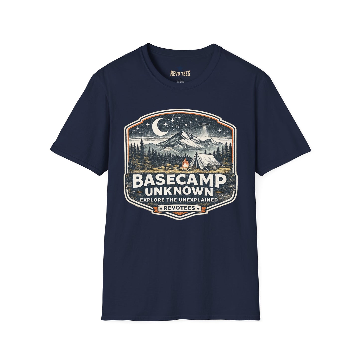 REVOTEES Basecamp Unknown Camping T-Shirt — Night Mountain Adventure Tee