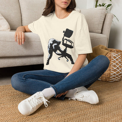 Banksy T-Shirt — Black Cat Tossing Office Chair Graphic Tee