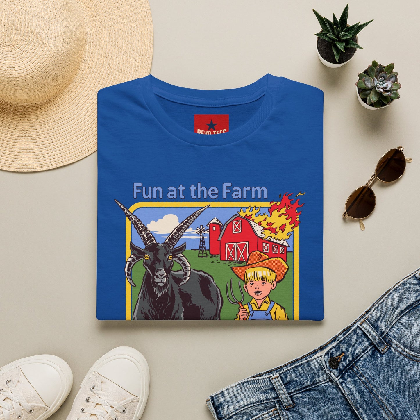 Fun at the Farm T-Shirt — Vintage Barn & Goat Graphic Tee