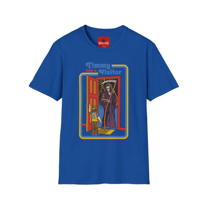 T-Shirt — “Timmy Has a Visitor” Retro Horror Graphic Tee