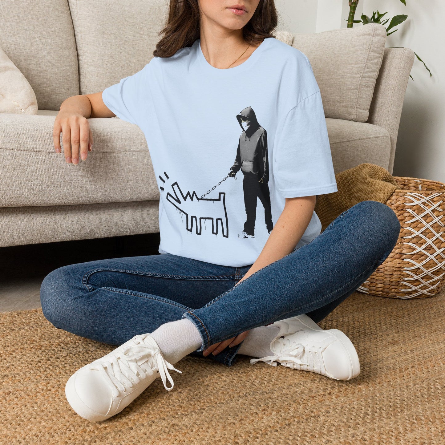 Banksy Walking The Dog — Urban Keith Haring Style Graphic Tee
