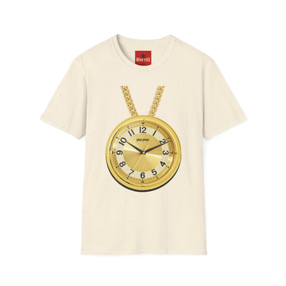 Gold Pocket Watch Necklace T-Shirt — Vintage Clock Graphic Tee
