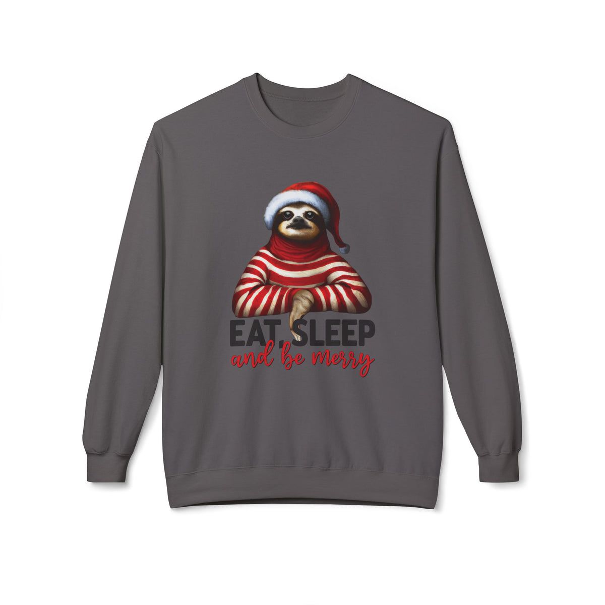 Christmas Sloth Sweatshirt – "Eat Sleep and Be Merry" Cozy Holiday Crewneck