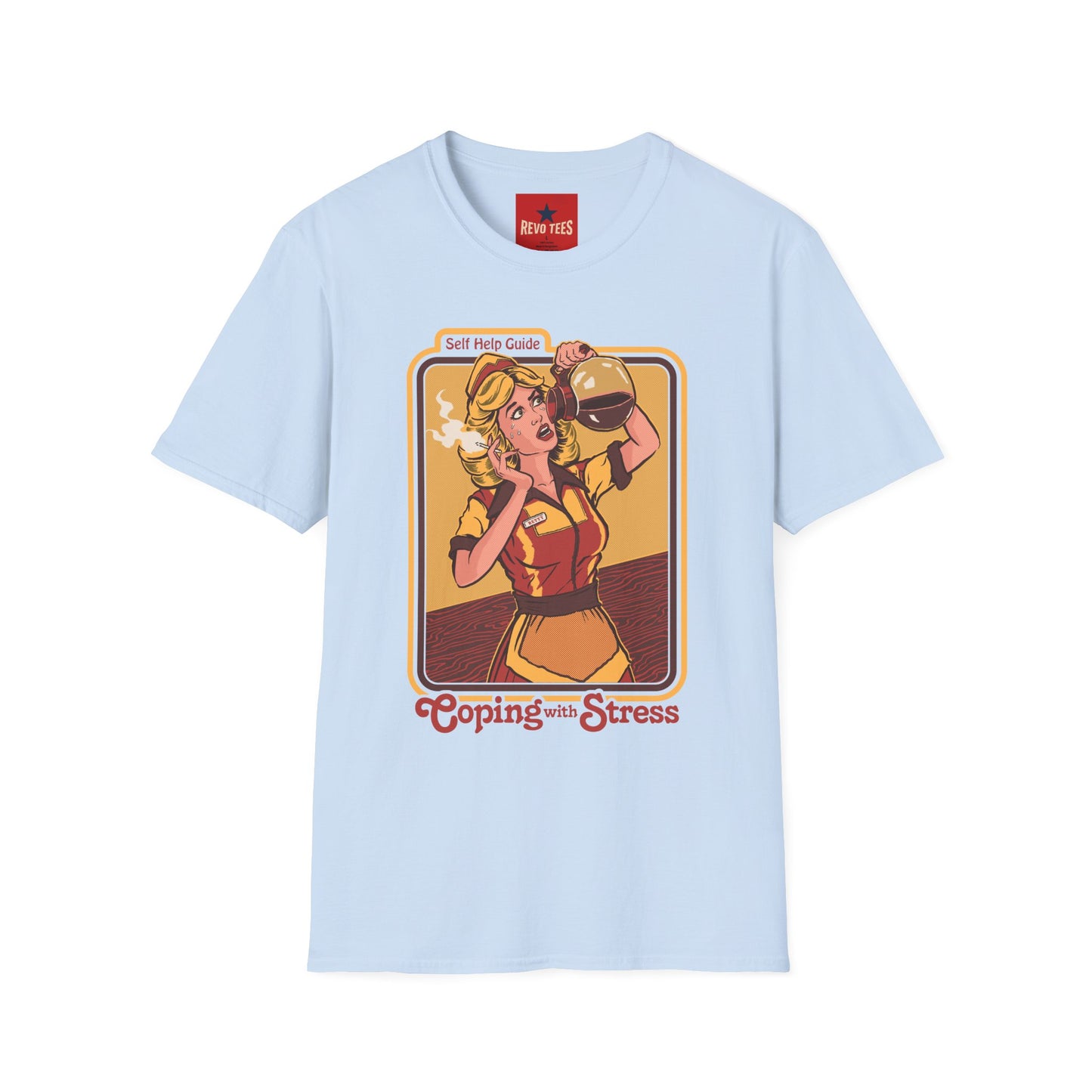 Coping with Stress Retro Coffee Tee — "Self Help Guide" Graphic T-Shirt