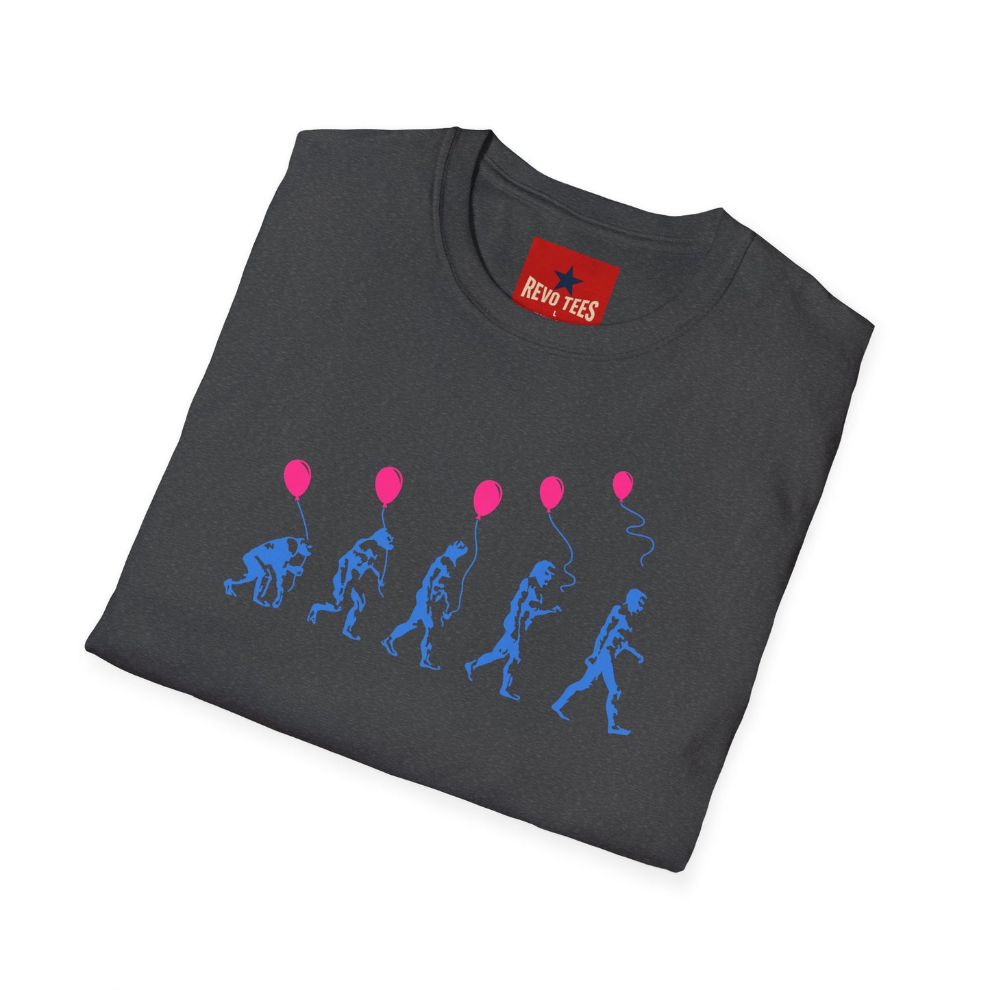 Evolution of Man Holding Balloon T-Shirt — Funny Retro Evolution Graphic Tee