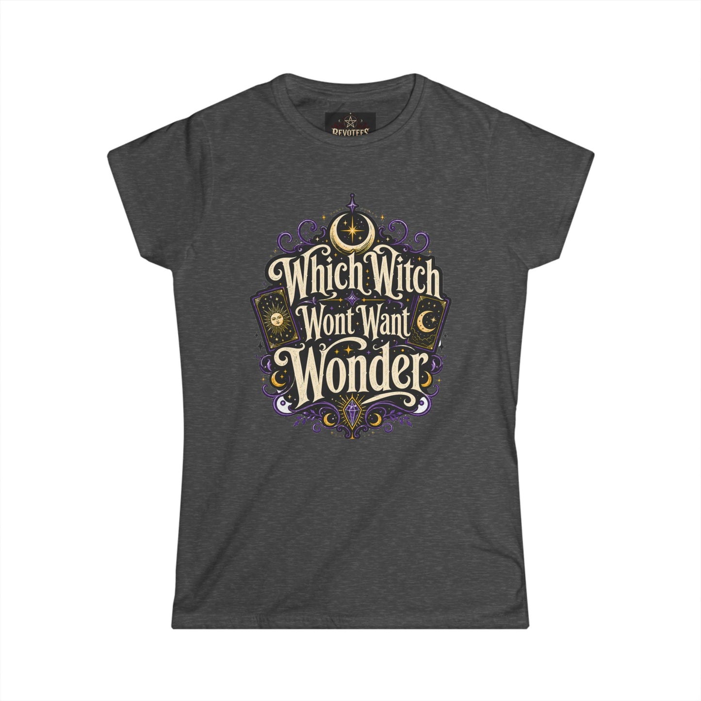 Women's Witchy Tee — "Which Witch Won't Want Wonder" Gothic Halloween Shirt