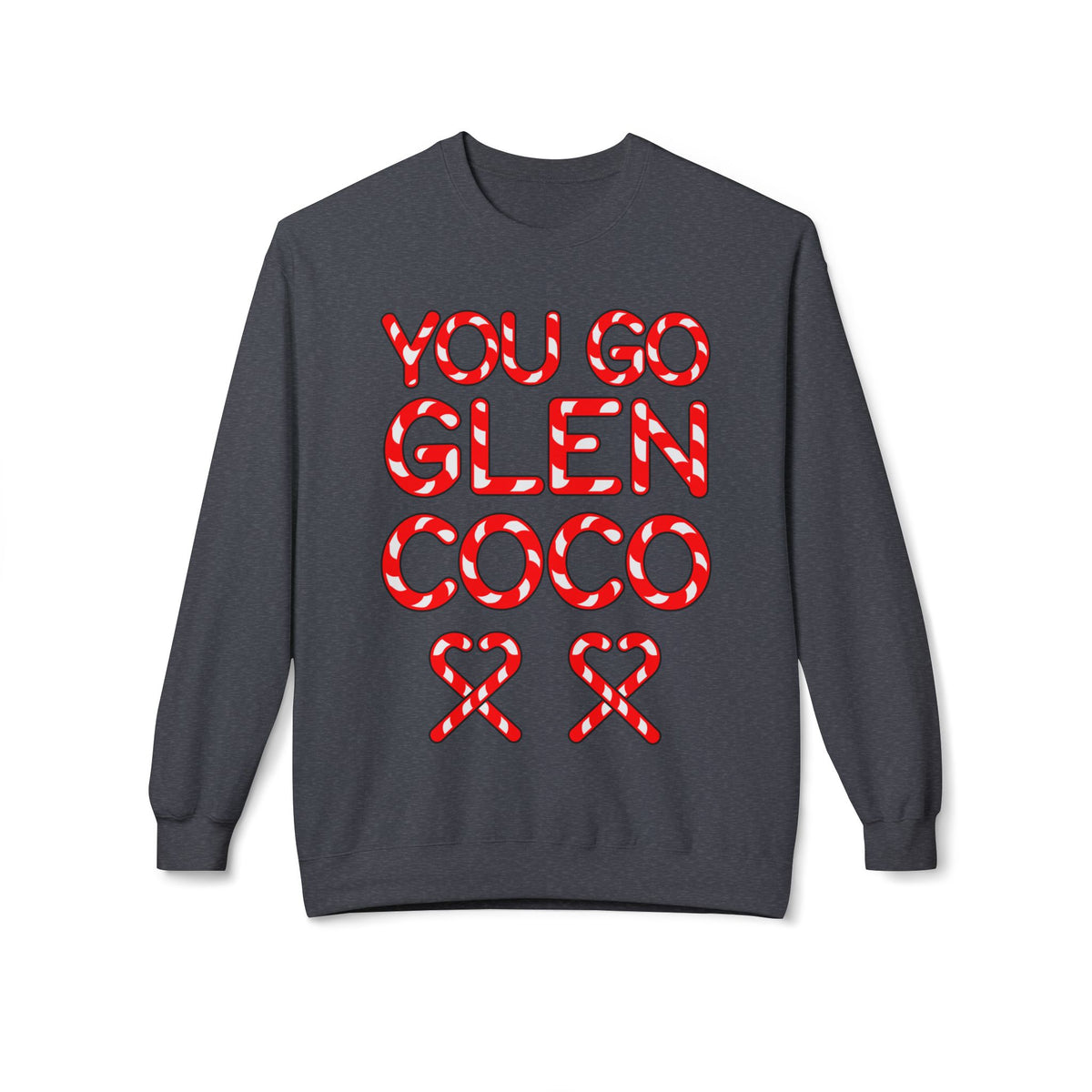 "You Go Glen Coco" Candy Cane Holiday Graphic Crewneck Sweatshirt