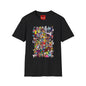 T-Shirt — Colorful Cartoon Characters Collage Graphic Tee