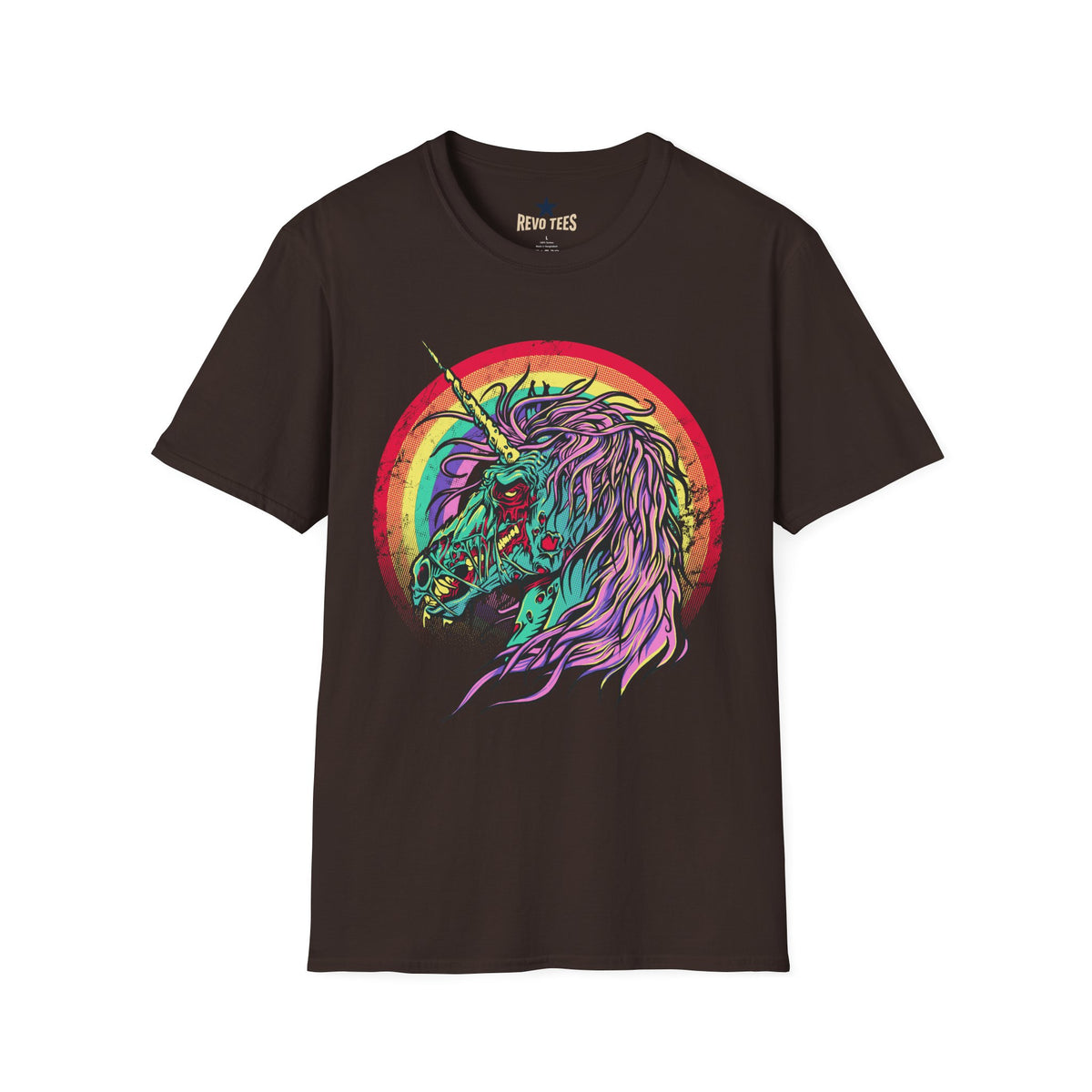 Psychedelic Zombie Unicorn — Rainbow Retro Mythical Tee