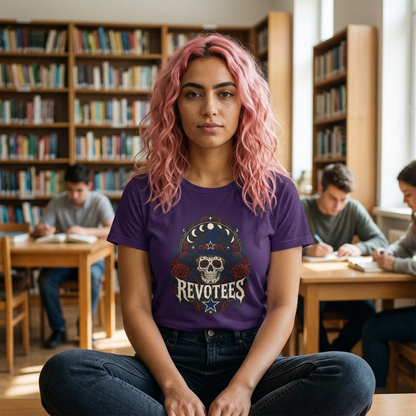 Revotees Skull Tee — Women's Gothic Americana Graphic T‑Shirt