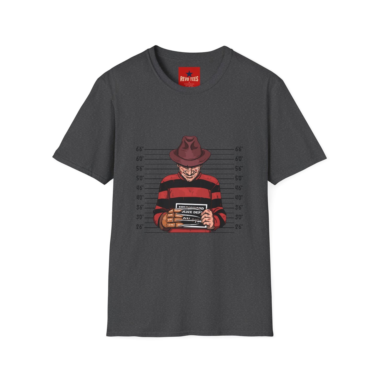 Freddy Krueger Mugshot Tee - Horror Movie Villain Graphic T-Shirt