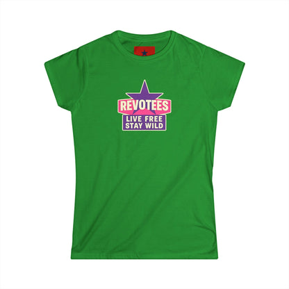 Revotees "Live Free Stay Wild" Women's Tee — Retro Star Graphic T-Shirt