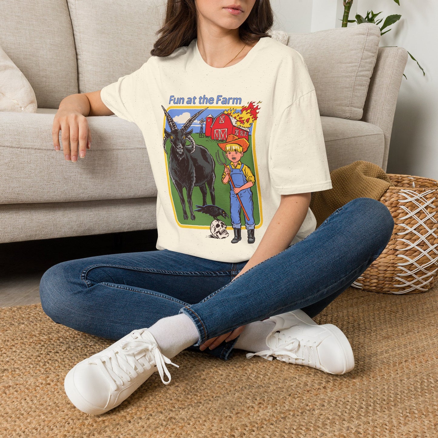 Fun at the Farm T-Shirt — Vintage Barn & Goat Graphic Tee