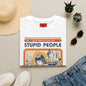 Retro Science Tee — "Let's Find a Cure for Stupid People" Graphic T-Shirt