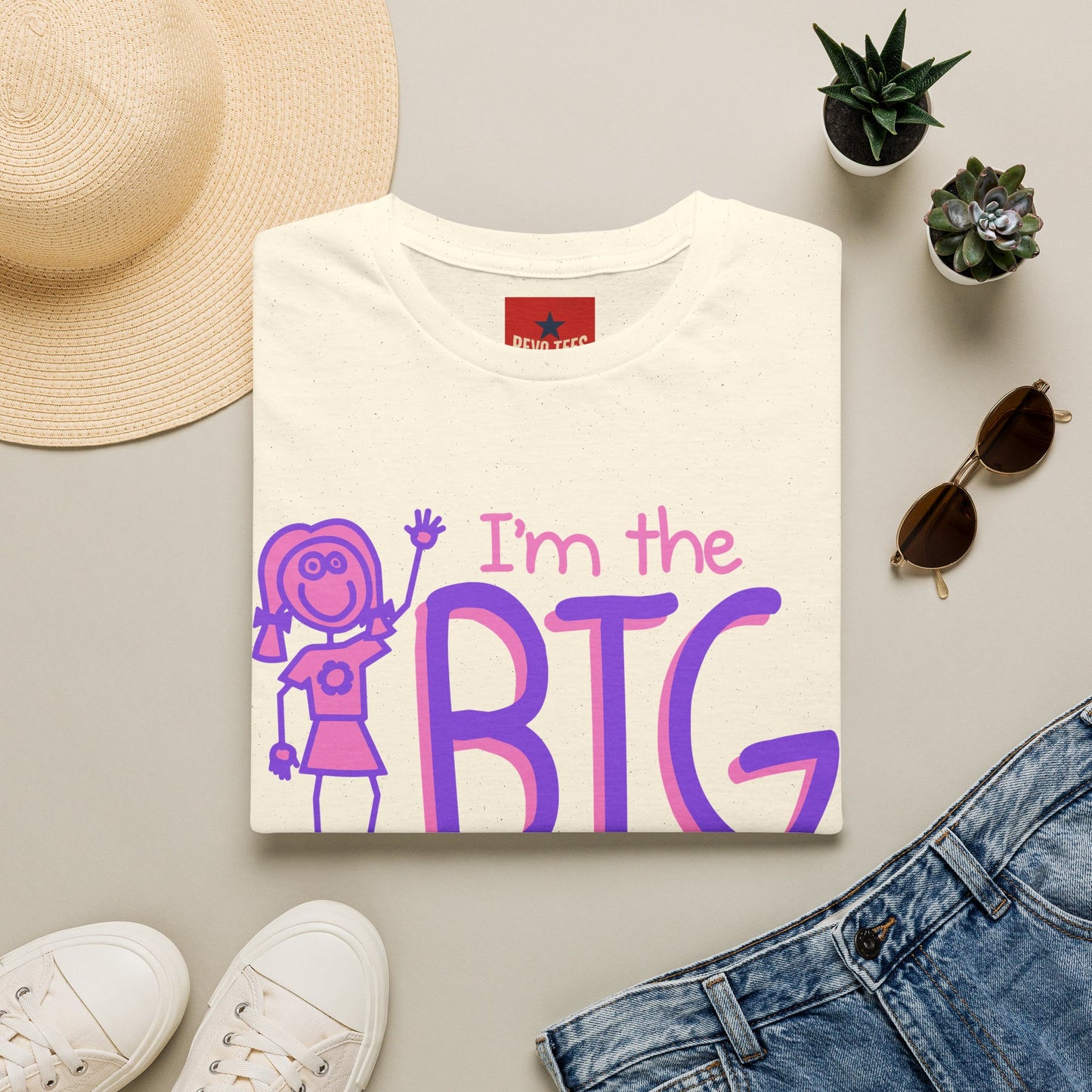 Big Sister T-Shirt — "I'm the Big Sister" Cute Pink & Purple Kids/Family Tee