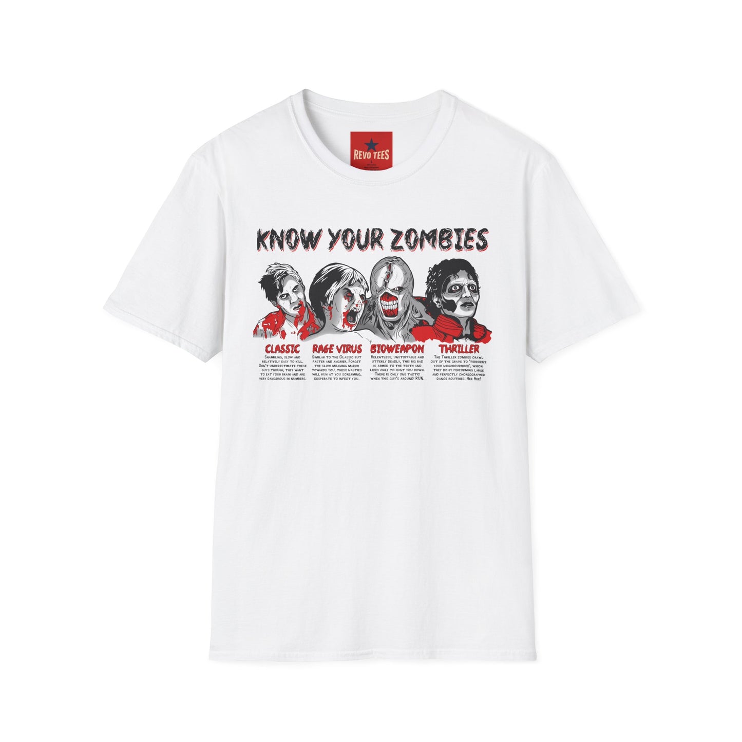 T-Shirt — "Know Your Zombies" Horror Movie Zombie Guide Tee