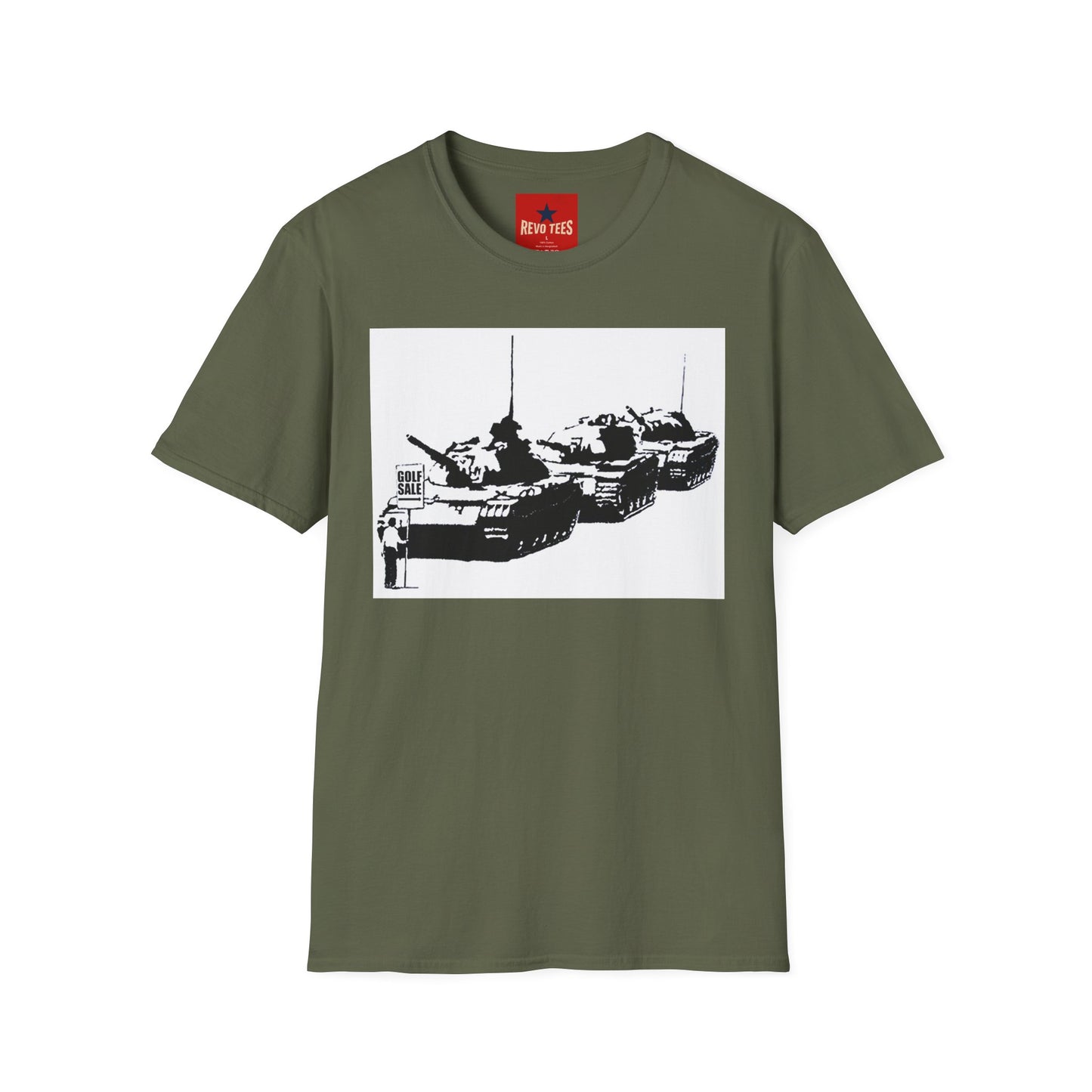Banksy Tank Lineup Graphic T-Shirt — Stencil Military Tanks Design