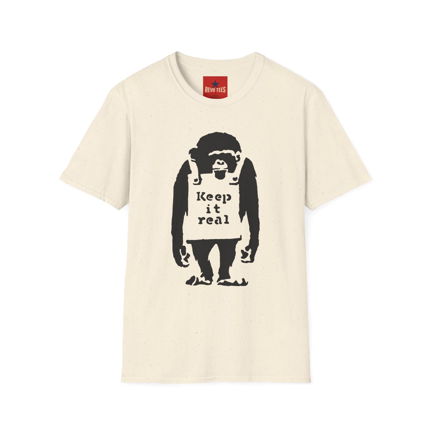 Banksy T‑Shirt — 'Keep It Real' Monkey Graphic Tee — Vintage Streetwear, Casual Gift