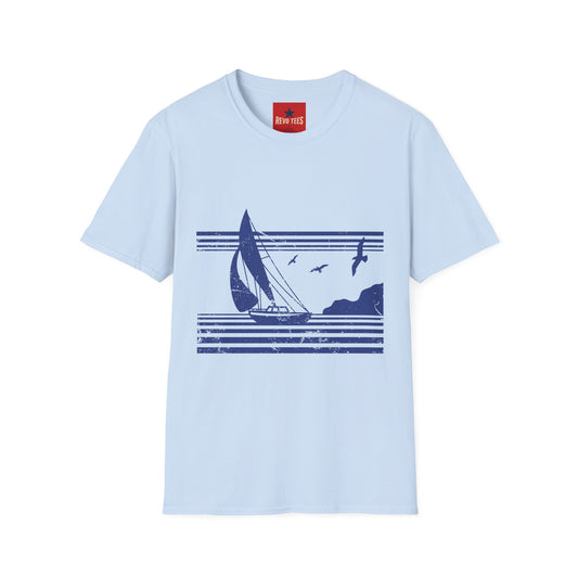 Sailboat Coastline T-Shirt — Nautical Sailing Graphic Tee