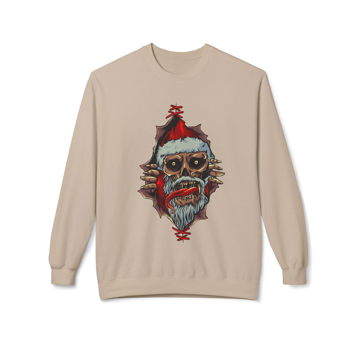Skull Santa Crewneck Sweatshirt — Horror Christmas Graphic