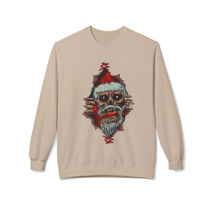 Skull Santa Crewneck Sweatshirt — Horror Christmas Graphic