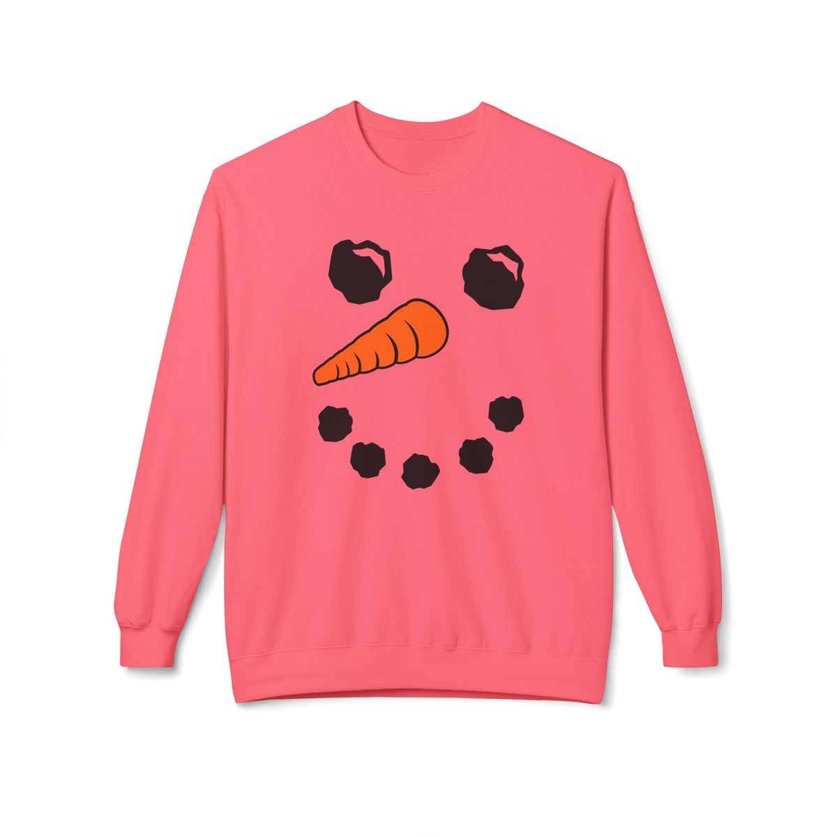 Snowman Face Crewneck Sweatshirt — Cute Winter Holiday Pullover