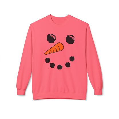 Snowman Face Crewneck Sweatshirt — Cute Winter Holiday Pullover