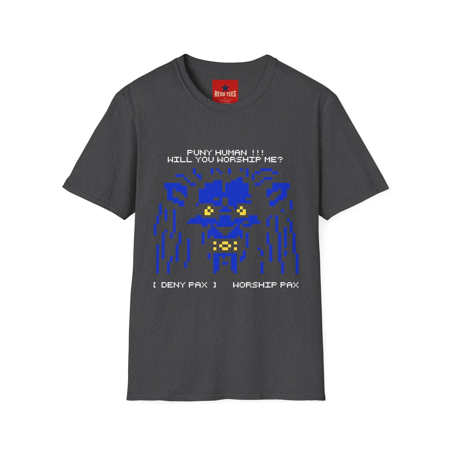 Pixel Cthulhu T-Shirt — "Puny Human!!! Will You Worship Me?" Retro Horror Tee