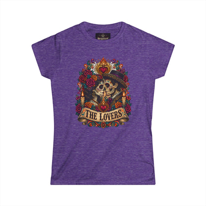 The Lovers Tarot Skull Tee — Romantic Day of the Dead Graphic Shirt