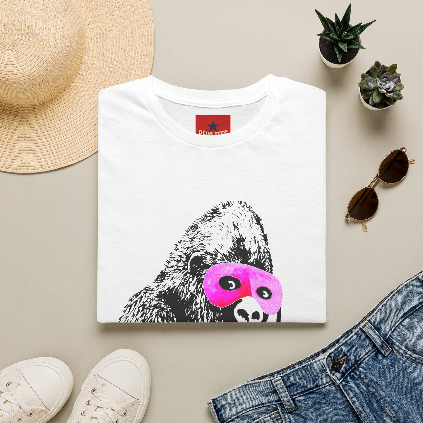 Banksy Gorilla with Pink Sleep Mask T-Shirt