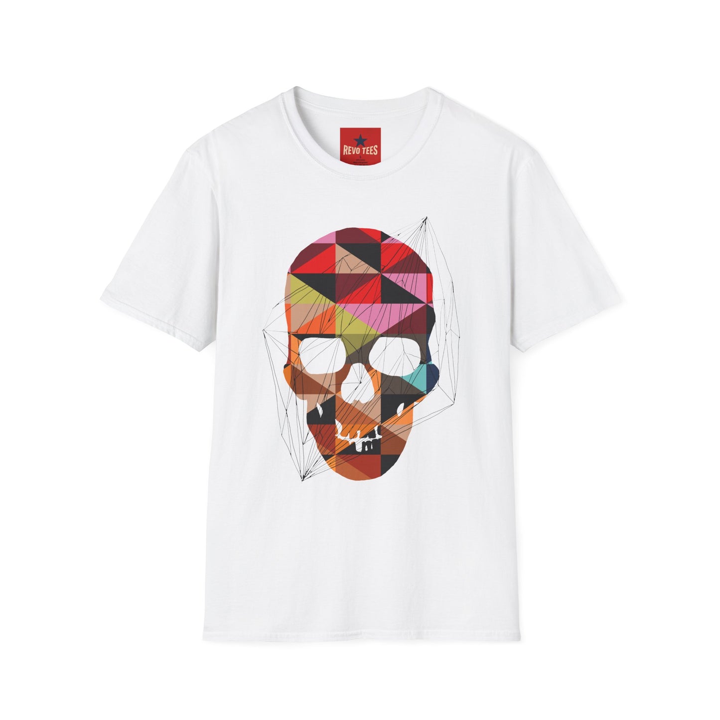 Geometric Colorblock Skull T-Shirt