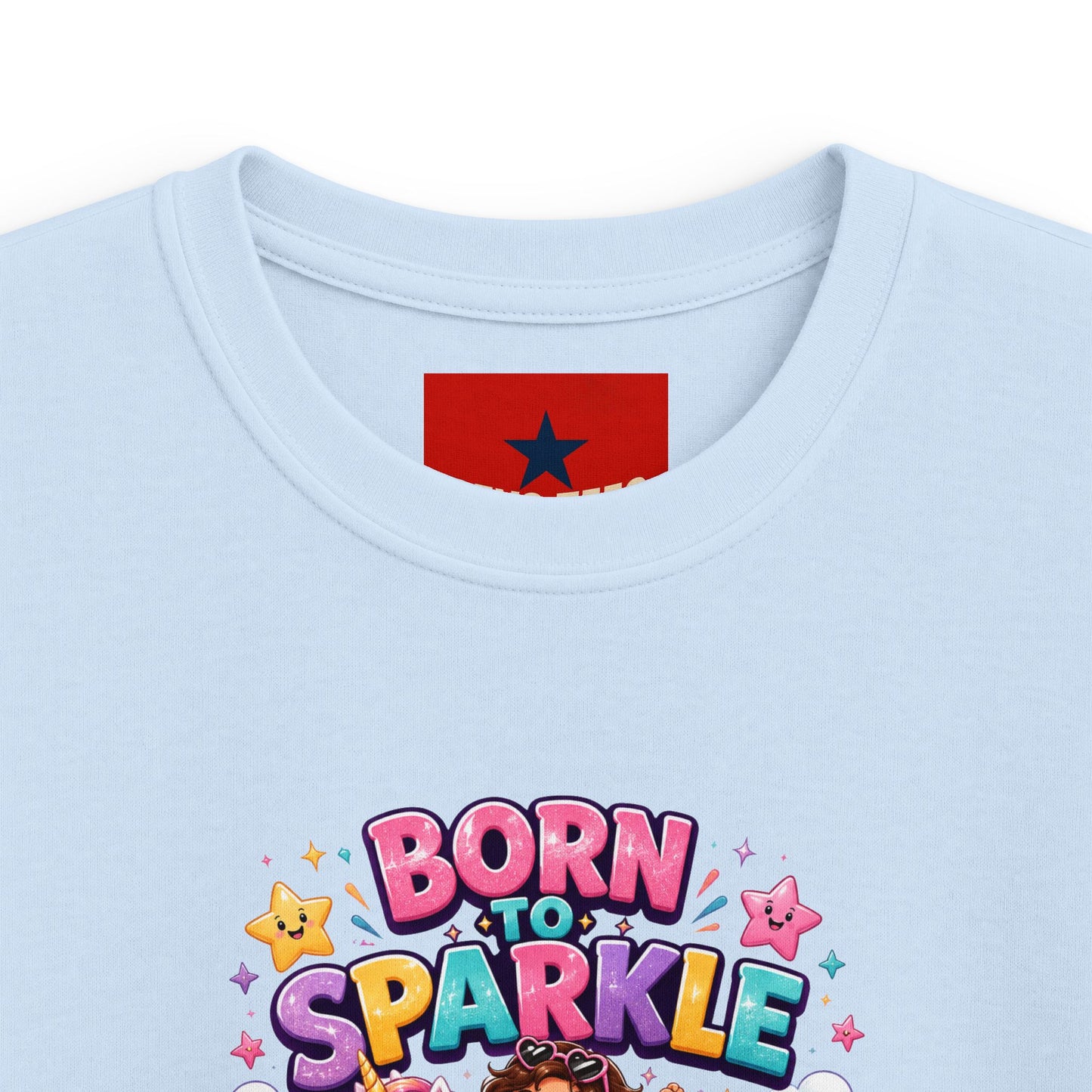 Kids Tee — "Born to Sparkle" Rainbow Unicorn Girl Shirt