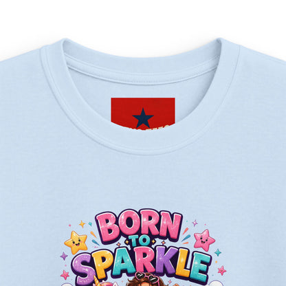Kids Tee — "Born to Sparkle" Rainbow Unicorn Girl Shirt