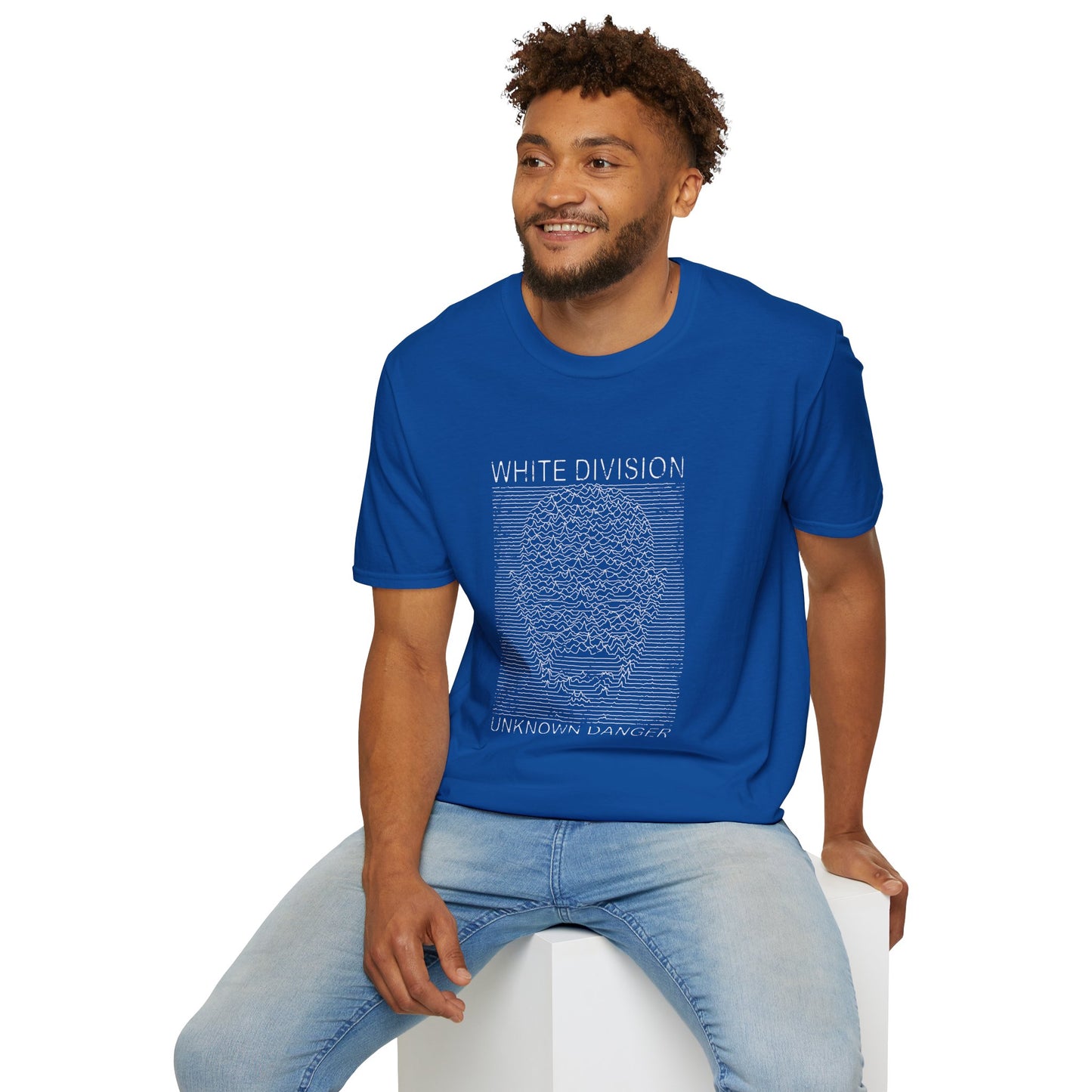 White Division Graphic T‑Shirt — Unknown Danger Retro Wave Design