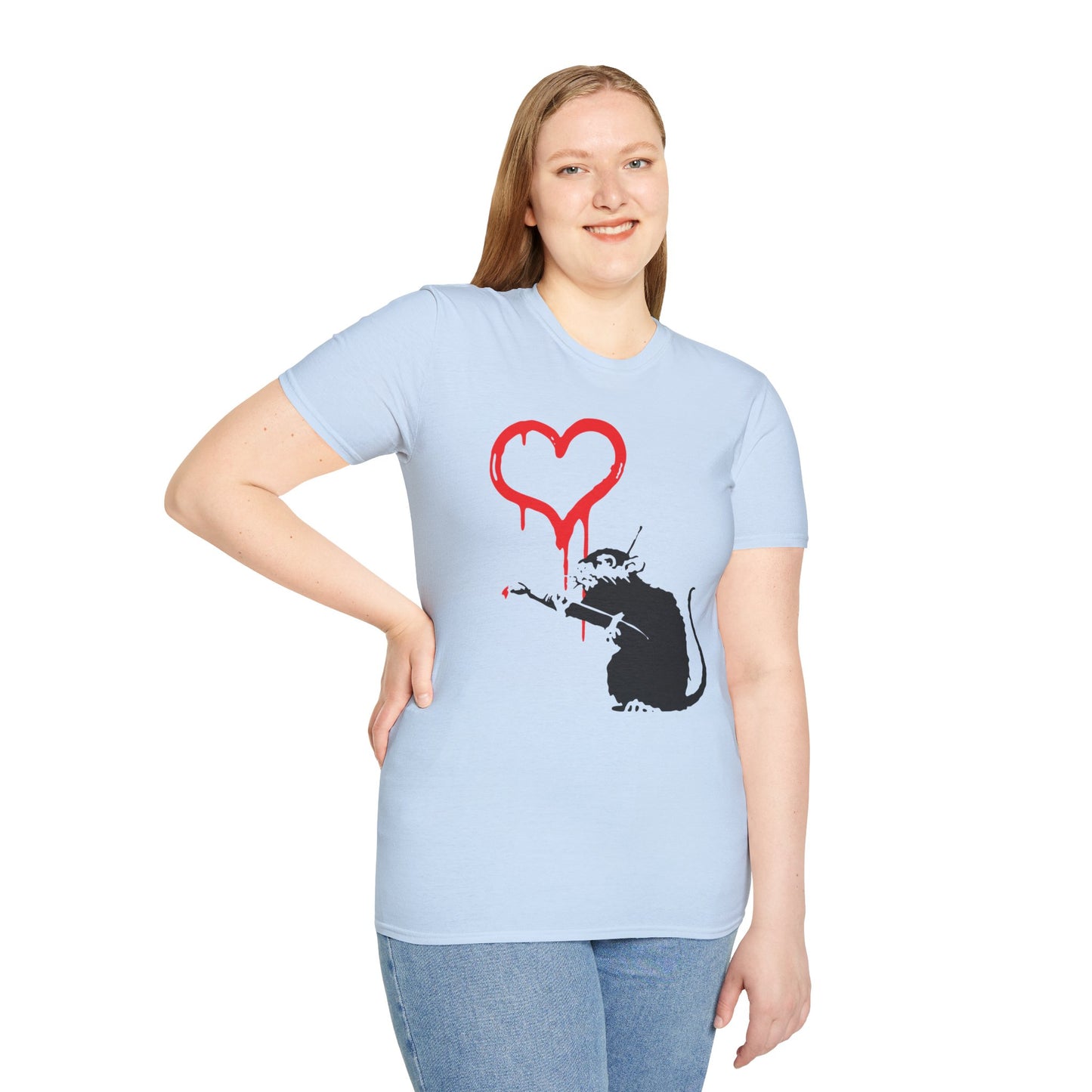 Banksy-Inspired Rat Stencil T-Shirt — Dripping Heart Street Art Tee
