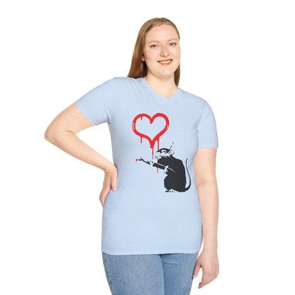 Banksy-Inspired Rat Stencil T-Shirt — Dripping Heart Street Art Tee