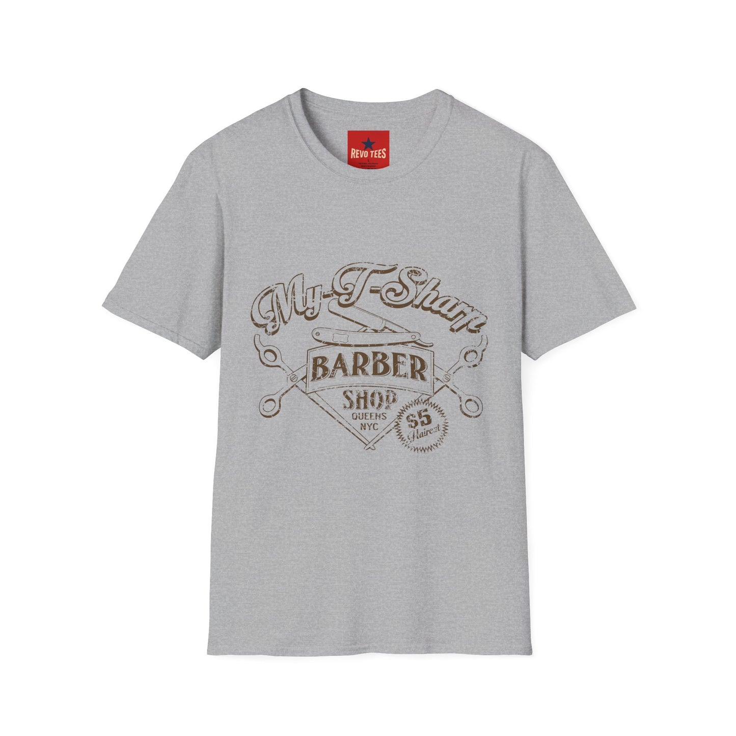 Barber Shop Graphic T‑Shirt — 'My T‑Shirt Barber Shop' Vintage Logo Tee