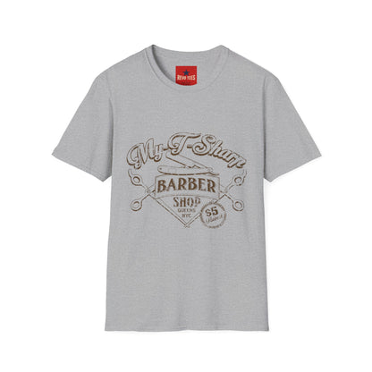 Barber Shop Graphic T‑Shirt — 'My T‑Shirt Barber Shop' Vintage Logo Tee