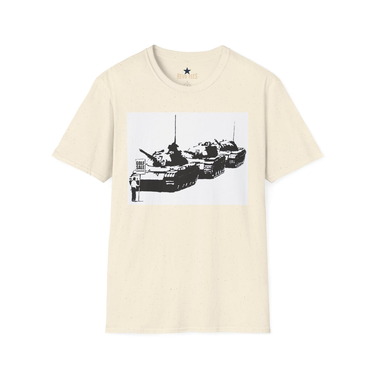 Revotees Banksy Tank Lineup Graphic Stencil Military Tanks Design T-Shirt - alternate view 3