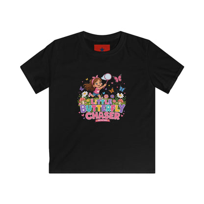 Kids Tee — "Little Butterfly Chaser" Cute Girl Butterfly Catcher Shirt